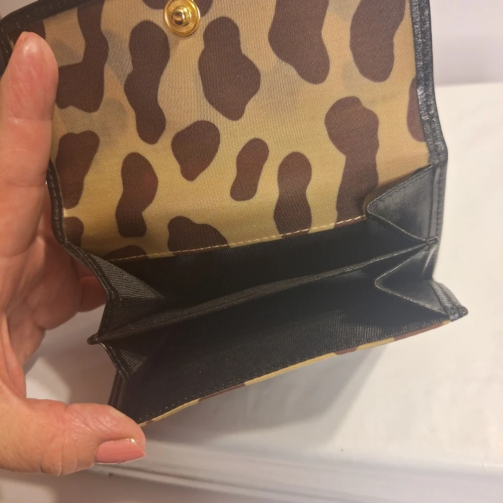 kate spade Leopard Print Bifold Wallet with Black Trim